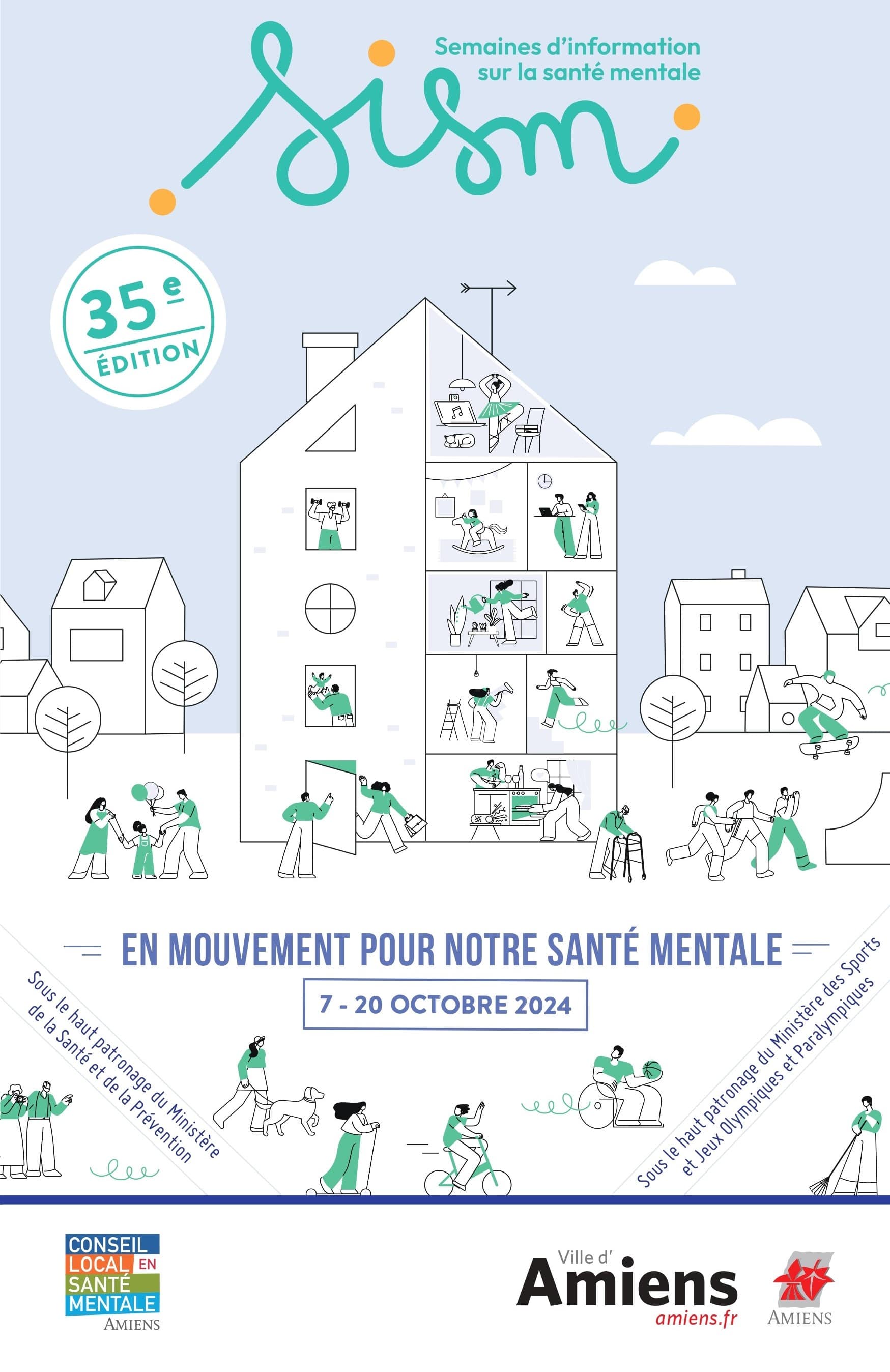 Affiche des semaines d'information sur la santé mentale à Amiens en 2024