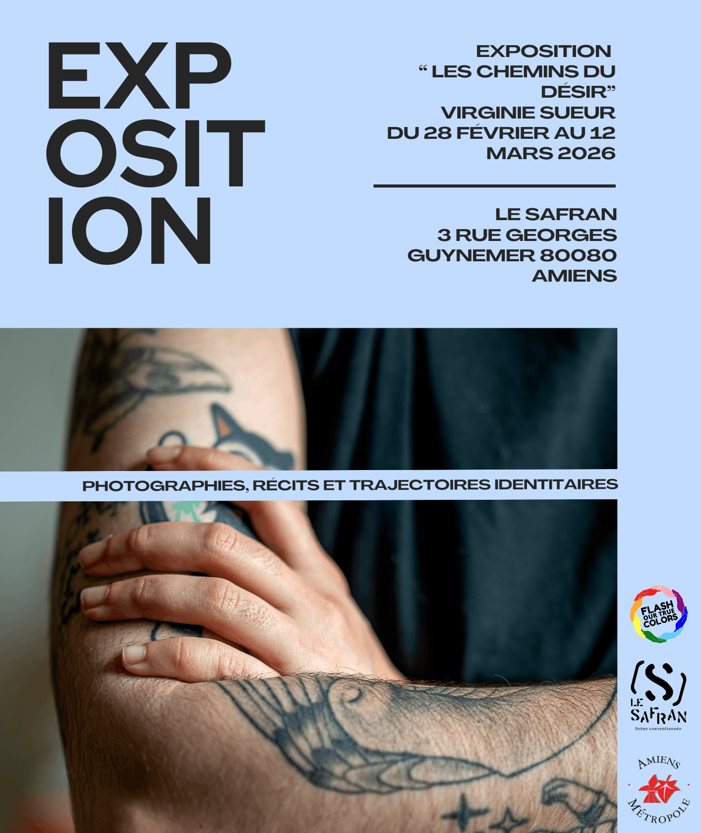 Poster of the exhibition The Paths of Desire at Safran from February 28 to March 12, 2026 by Virginie Sueur