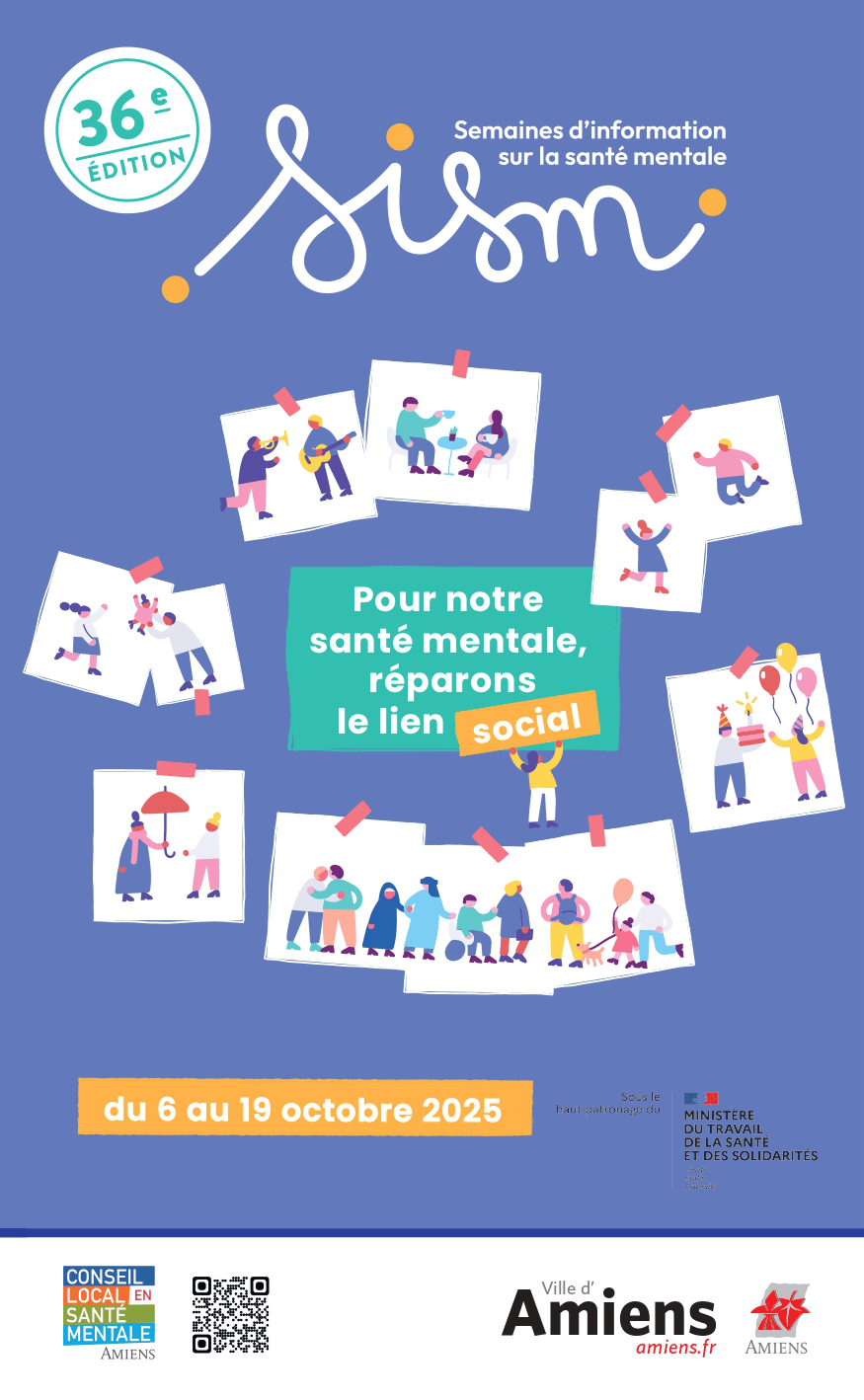 Affiche des semaines d'information sur la santé mentale à Amiens en 2024