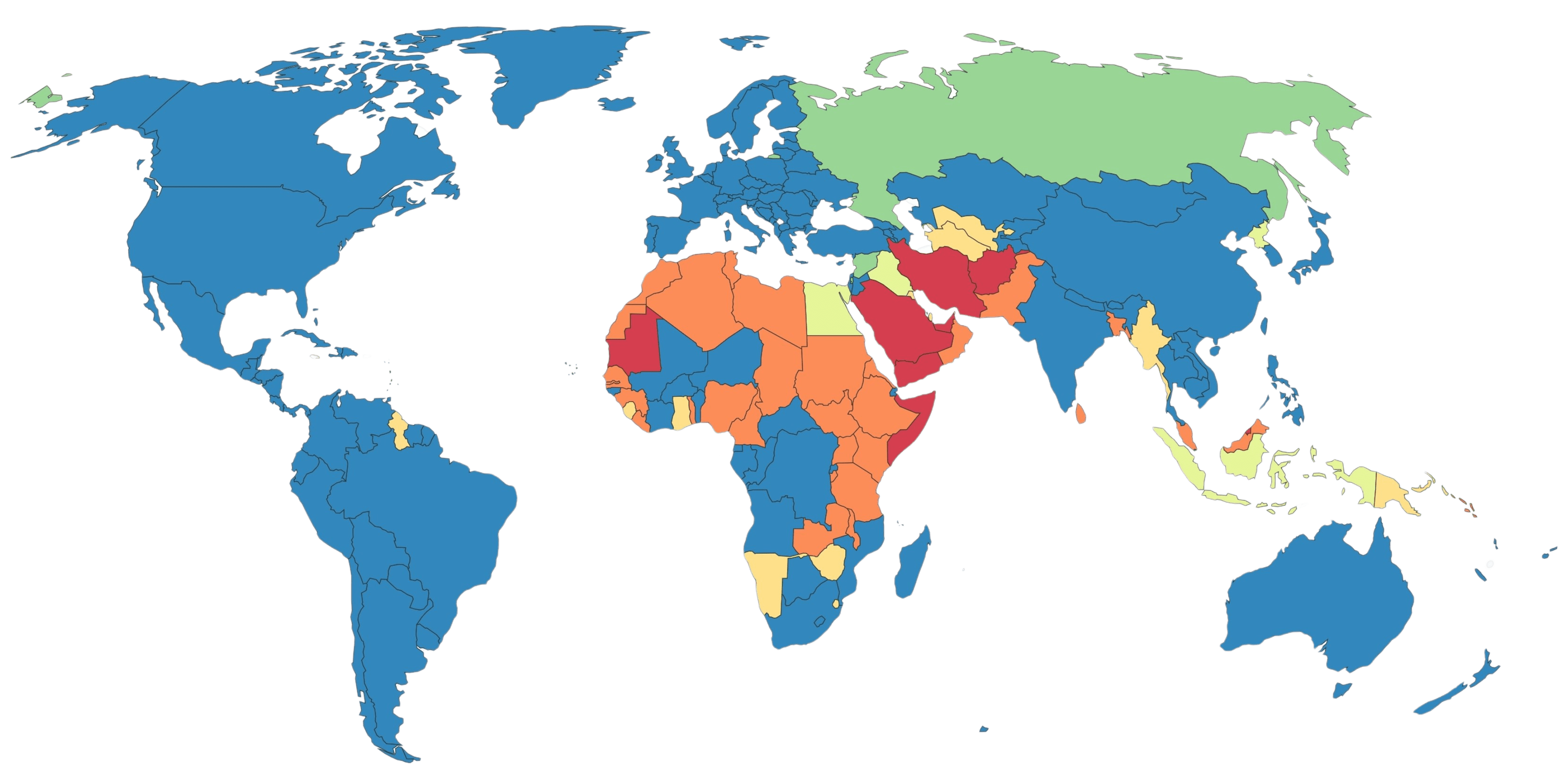 Map of the legality of homosexuality in the world in 2023