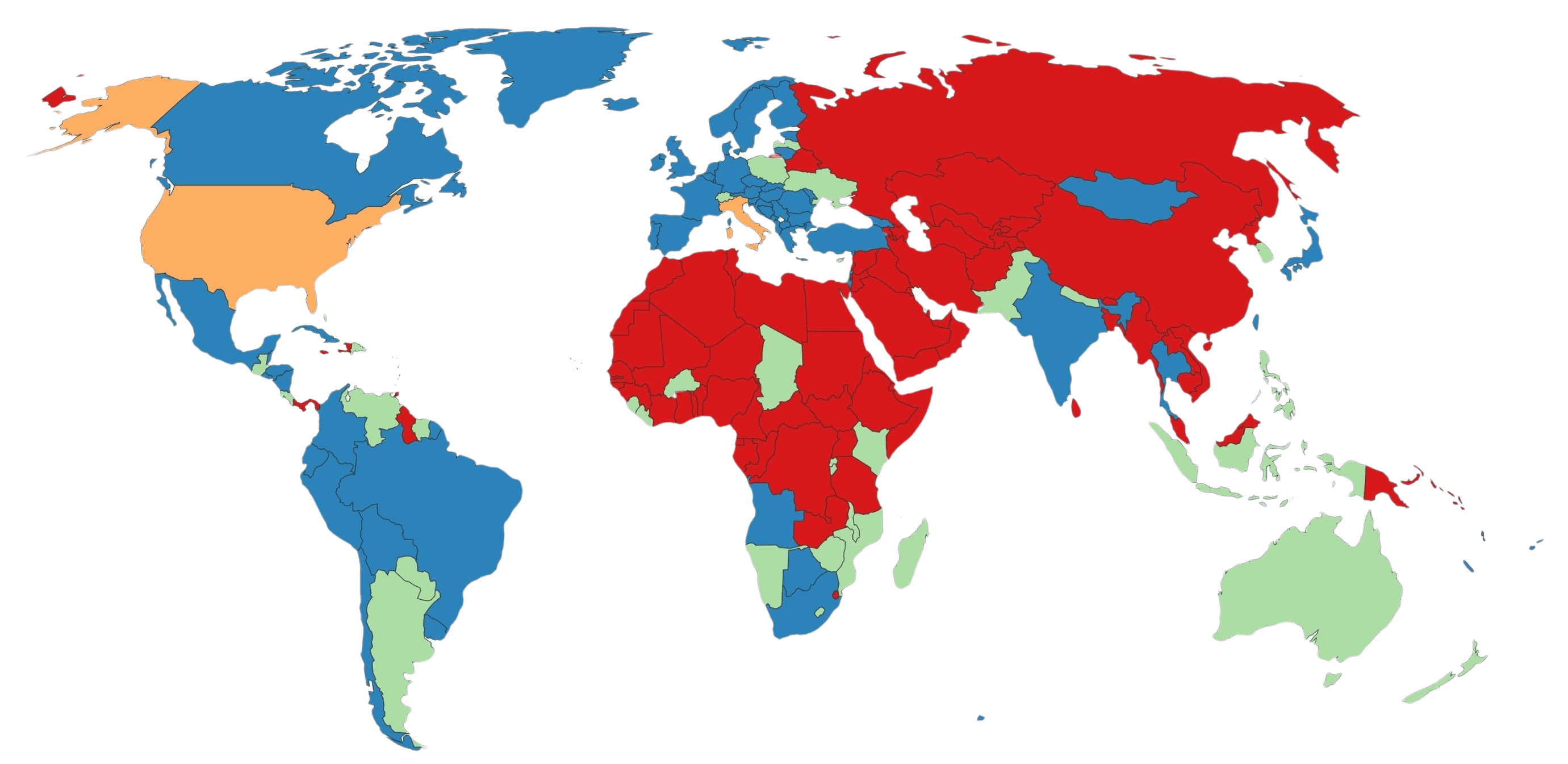 Map of the protection of homosexual people against discrimination around the world