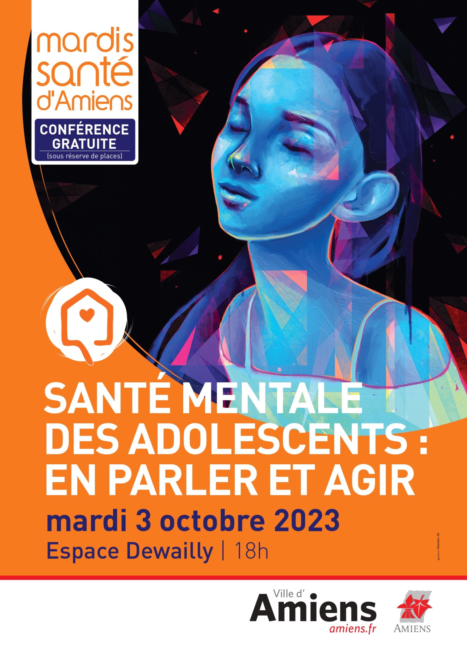 Affiche du Mardi Santé sur la santé mentale des jeunes le 3 octobre 2023 à Amiens