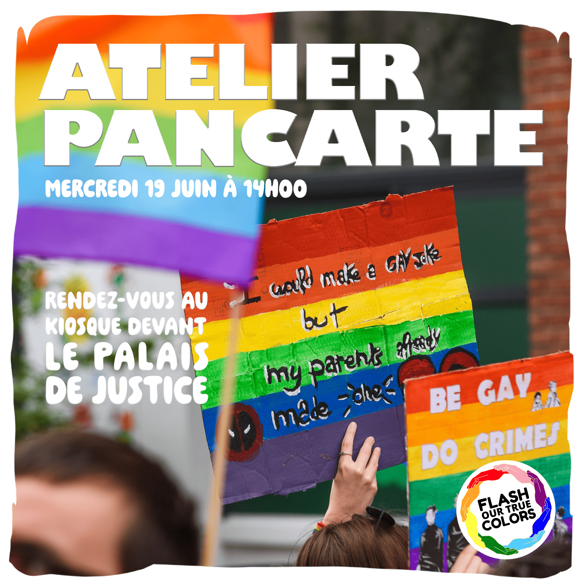 Affiche de l'atelier pancarte organisé pour la 6ème Marche des Fiertés d'Amiens
